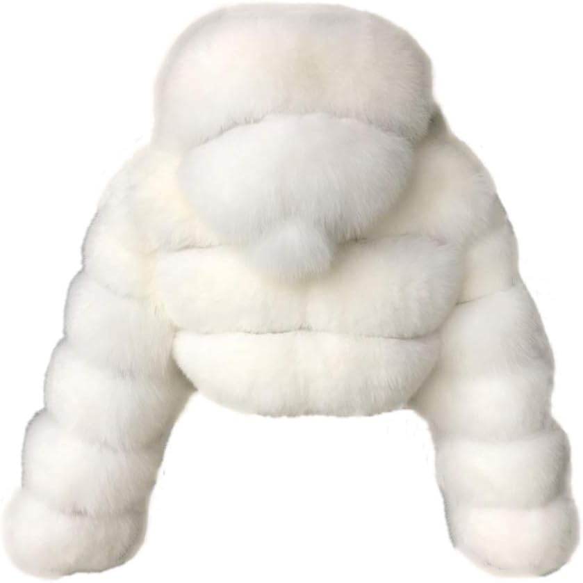 Women's Winter Parka Coat Long Sleeve Faux Fur Coat with Hooded Warm Short Overcoat Jacket - Image 2