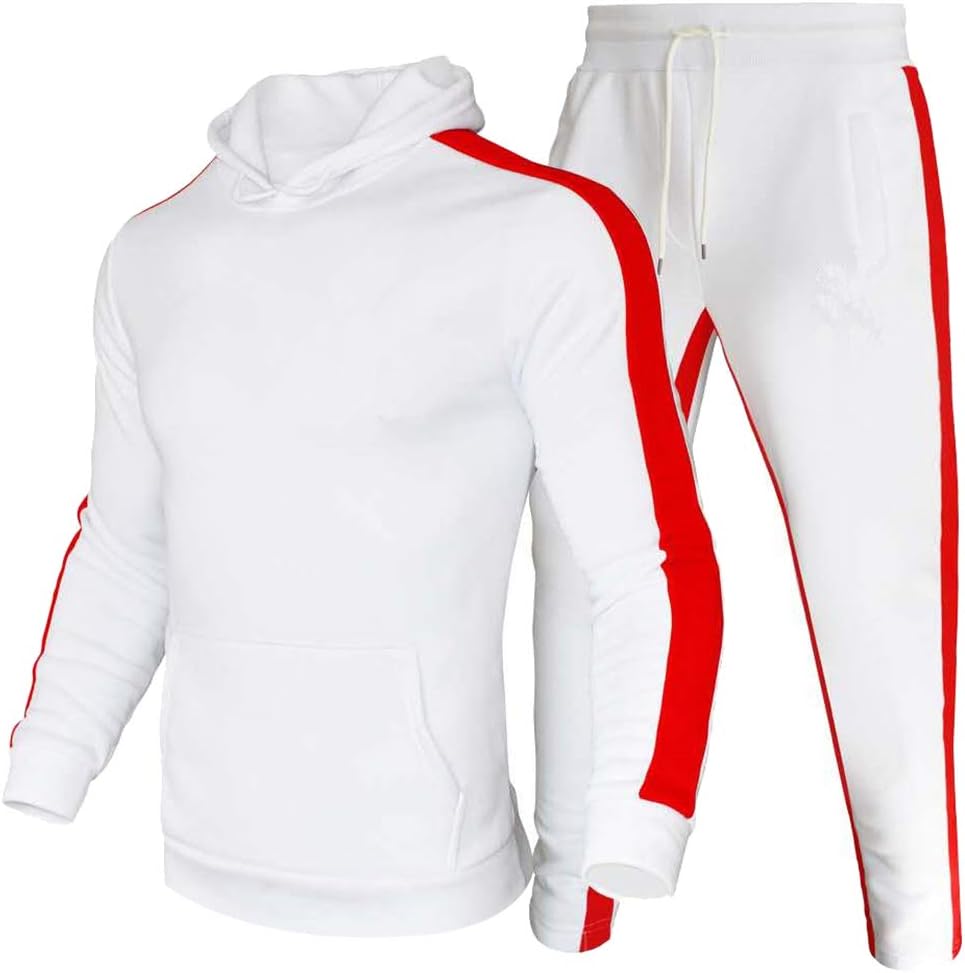 Men Sweatsuit Pullover Hoodie Tops and Pants Set Casual Sports Tracksuit
