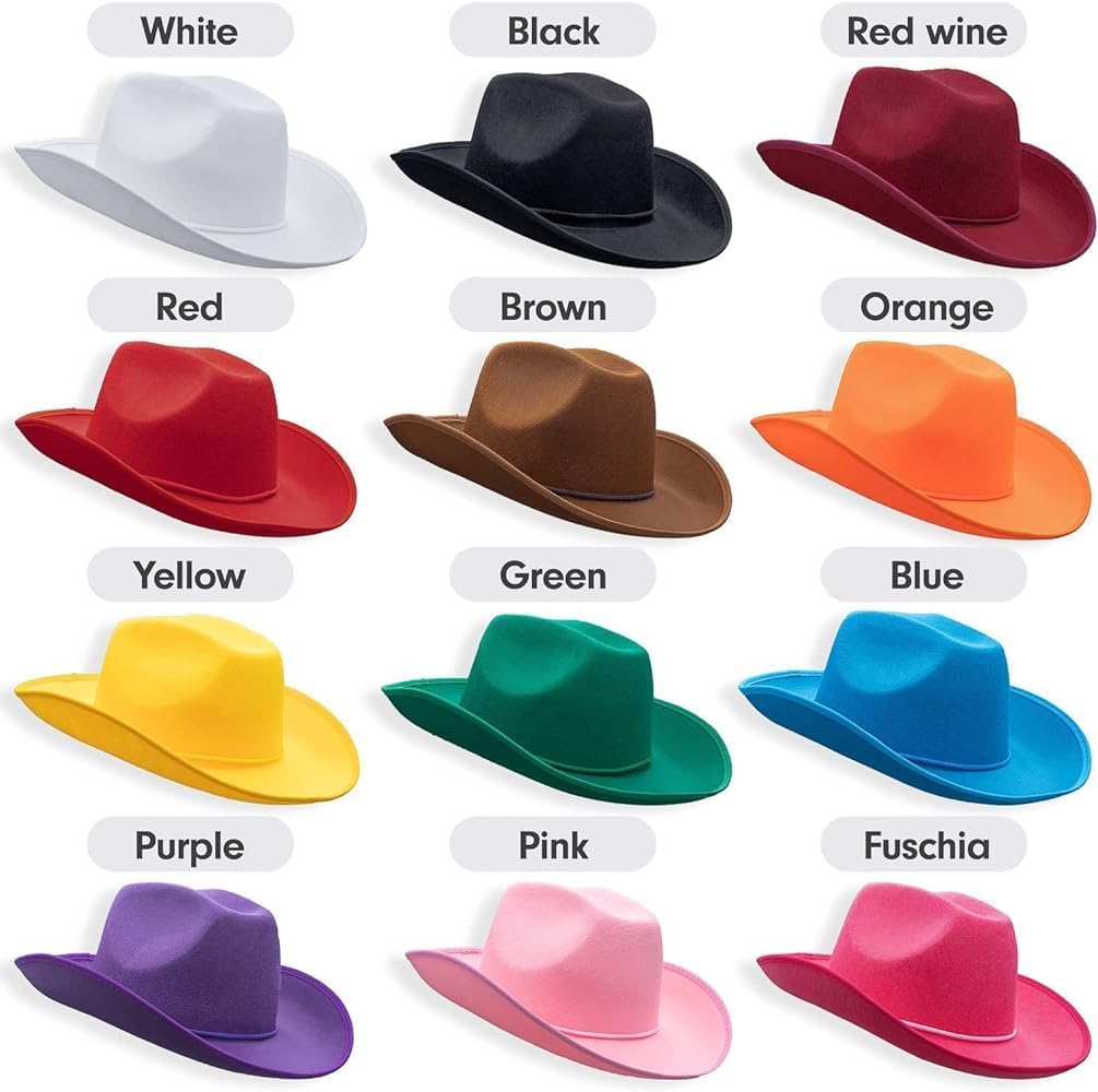 Plain Felt Cowboy & Cowgirl Hat for Men, Women, and Teens | Western Studded Cowboy Hat in Adult Sizes - Image 2