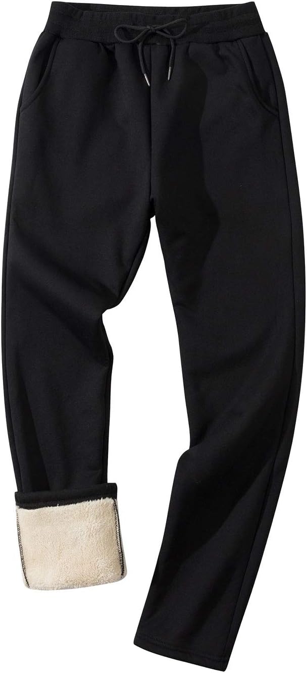 Men's Winter Fleece Pants Sherpa Lined Sweatpants Active Running Jogger Pants