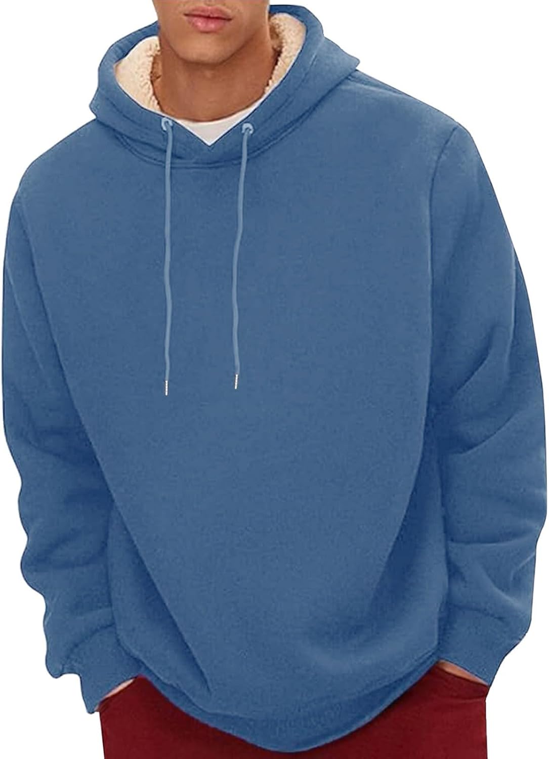Hoodies for Men Long Sleeve Fleece Lined Heavyweight Hoodie Thick Thermal Pullover Warm Hooded Sweatshirt Winter Clothes