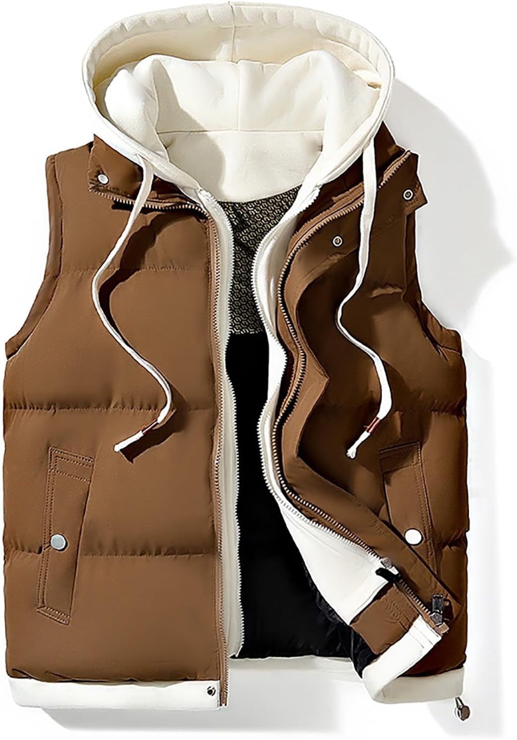 Mens Packable Puffer Vest Big and Tall Sleeveless Jacket Zip Up Fleece Vest Winter Warm Vest with Pockets