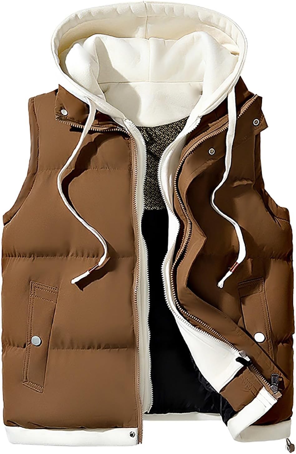 Mens Packable Puffer Vest Big and Tall Sleeveless Jacket Zip Up Fleece Vest Winter Warm Vest with Pockets - Image 2