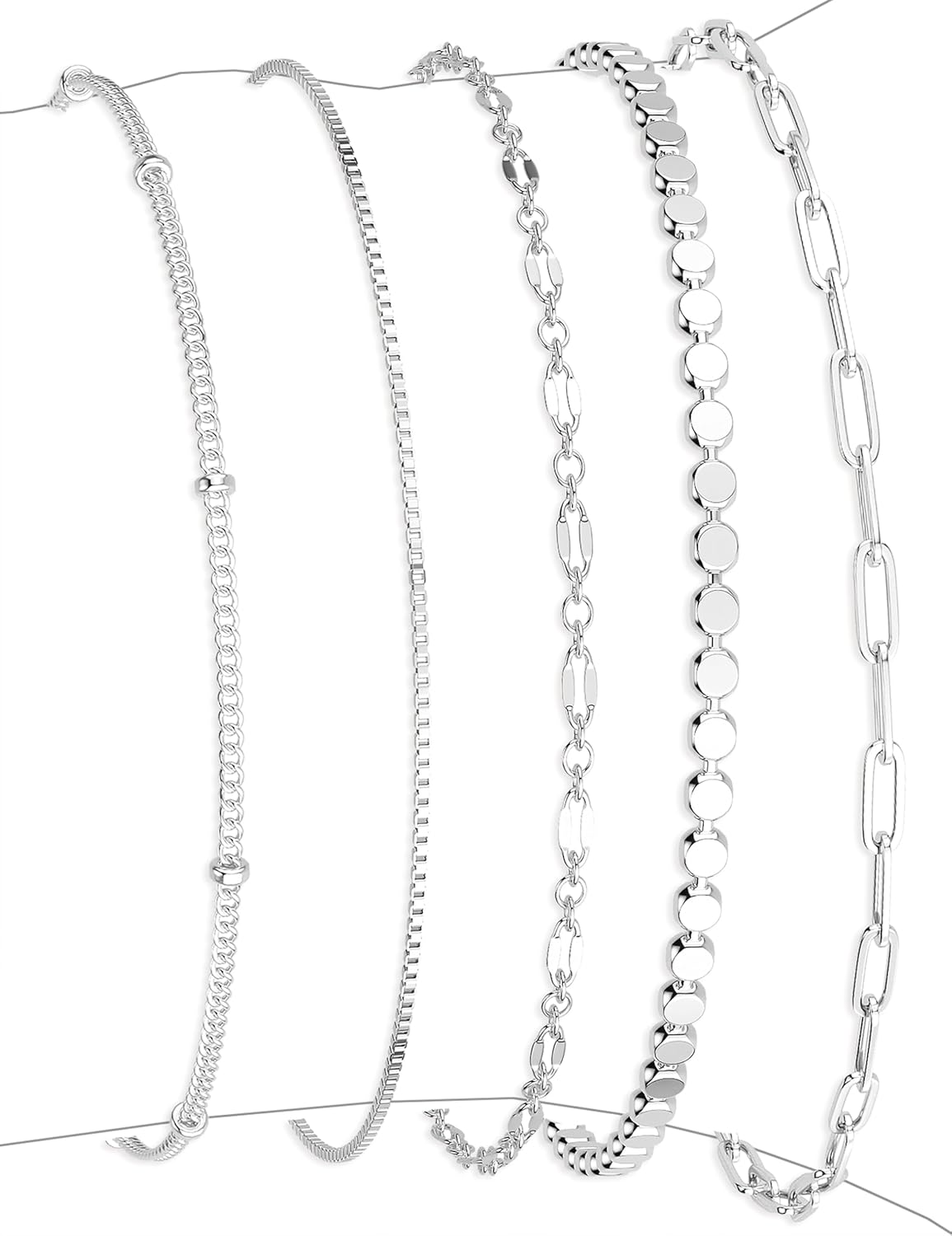 Silver Plated Bracelets for Women, Dainty Silver Bracelets for Women Set Bracelet Stack Waterproof Jewelry for Women Trendy Minimalist Simple Small Thin Bracelet Set for Women Teen Gift