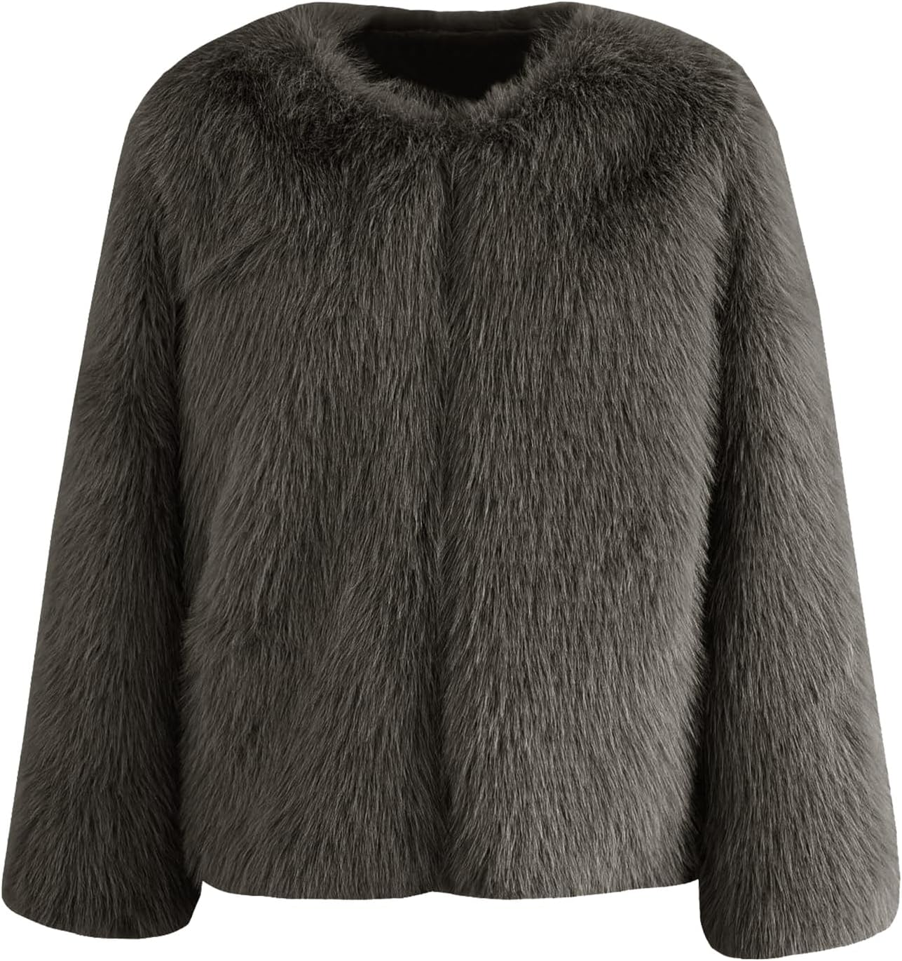 Faux Fur Jacket Women Long Sleeve Open Front Cropped Cardigan Warm Winter Shaggy Fluffy Short Fur Coat - Image 2